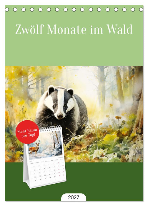 Zwölf Monate im Wald (CALVENDO Tischplaner A5H 2027)