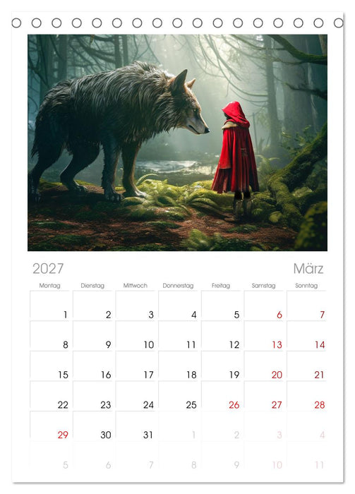 Rotkäppchen und der Wolf (CALVENDO Tischplaner A5H 2027)