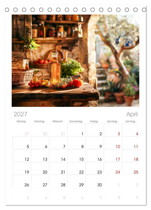 Mediterrane Küche (CALVENDO Tischplaner A5H 2027)