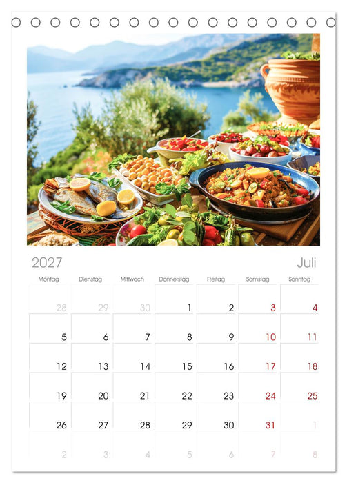 Mediterrane Küche (CALVENDO Tischplaner A5H 2027)