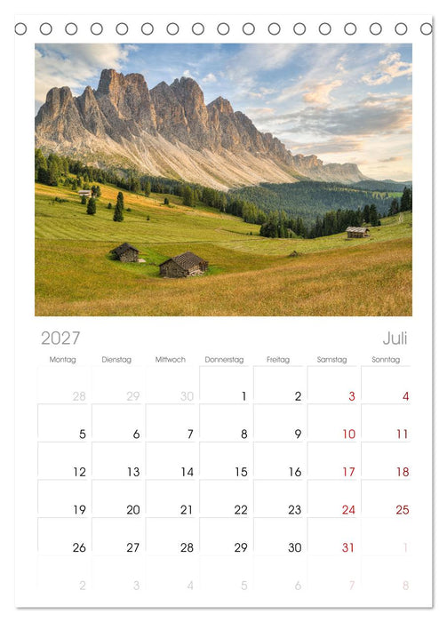 Faszination Dolomiten (CALVENDO Tischplaner A5H 2027)