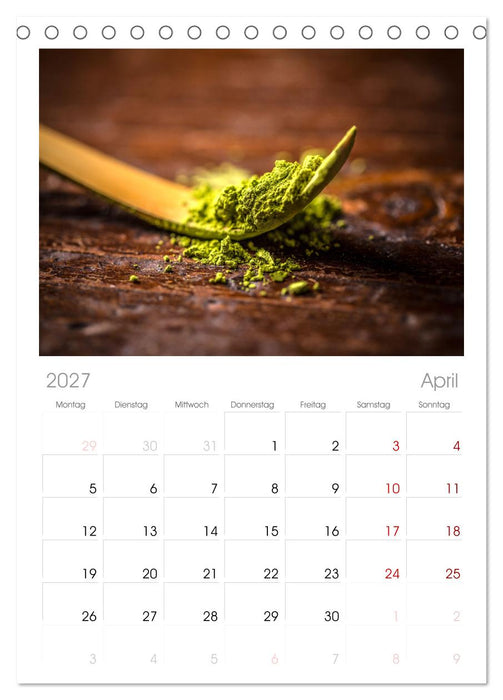 Matcha - Grüner Muntermacher (CALVENDO Tischplaner A5H 2027)