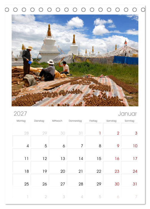 Tibet bewegt (CALVENDO Tischplaner A5H 2027)