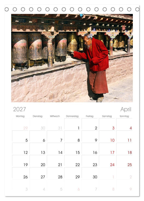 Tibet bewegt (CALVENDO Tischplaner A5H 2027)