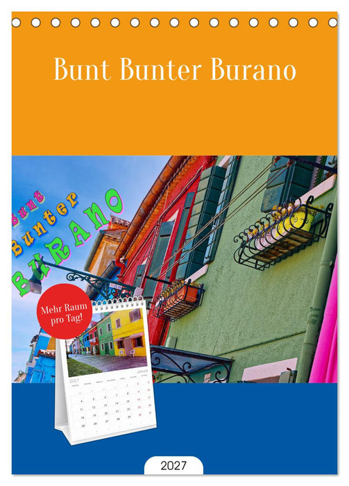 Bunt Bunter Burano (CALVENDO Tischplaner A5H 2027)