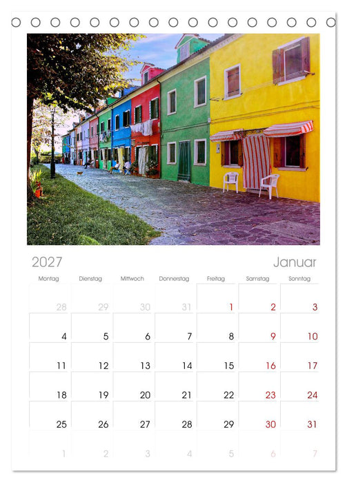 Bunt Bunter Burano (CALVENDO Tischplaner A5H 2027)