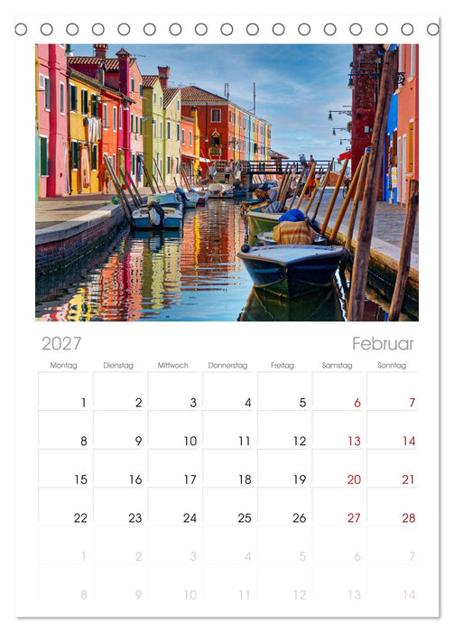Bunt Bunter Burano (CALVENDO Tischplaner A5H 2027)