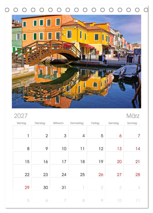 Bunt Bunter Burano (CALVENDO Tischplaner A5H 2027)