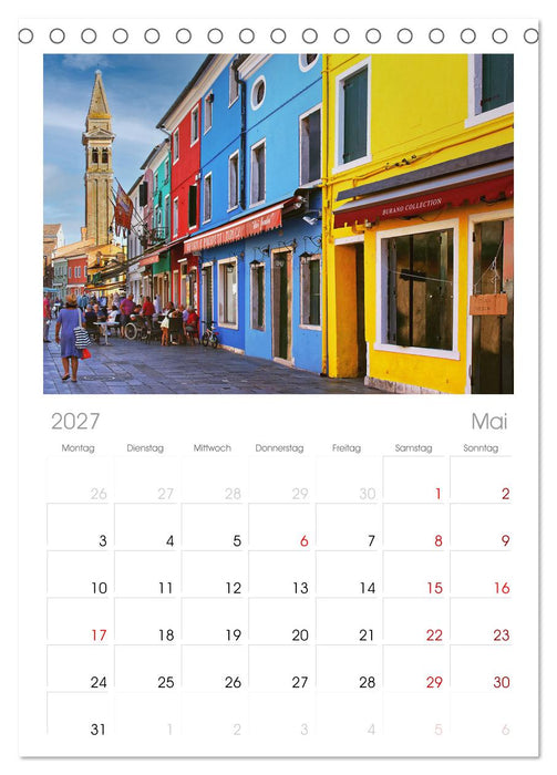 Bunt Bunter Burano (CALVENDO Tischplaner A5H 2027)