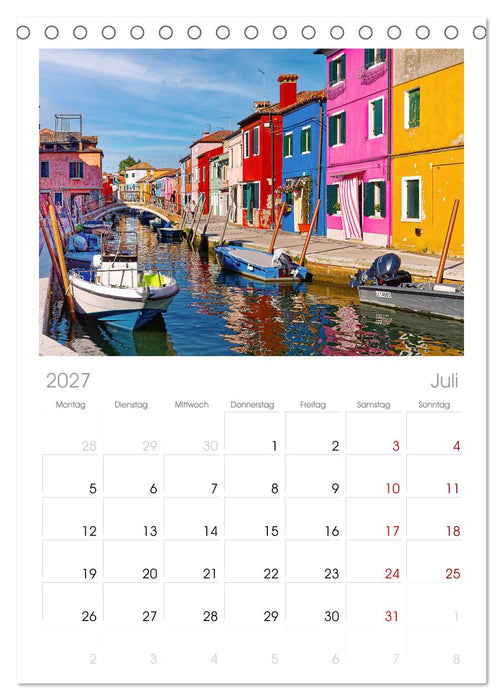 Bunt Bunter Burano (CALVENDO Tischplaner A5H 2027)
