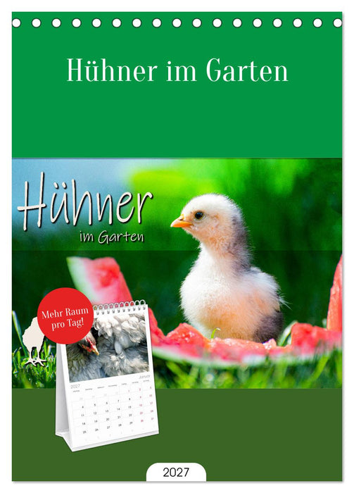 Hühner im Garten (CALVENDO Tischplaner A5H 2027)