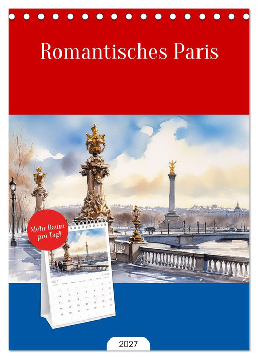 Romantisches Paris (CALVENDO Tischplaner A5H 2027)