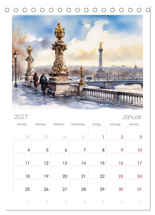 Romantisches Paris (CALVENDO Tischplaner A5H 2027)