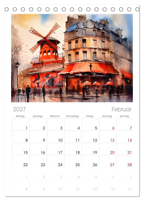 Romantisches Paris (CALVENDO Tischplaner A5H 2027)