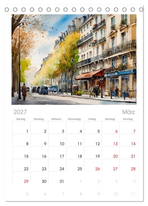 Romantisches Paris (CALVENDO Tischplaner A5H 2027)
