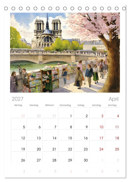 Romantisches Paris (CALVENDO Tischplaner A5H 2027)