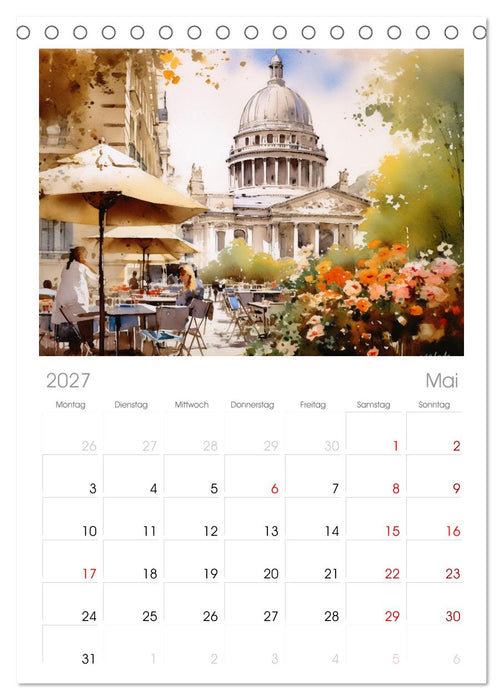 Romantisches Paris (CALVENDO Tischplaner A5H 2027)