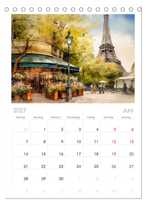 Romantisches Paris (CALVENDO Tischplaner A5H 2027)
