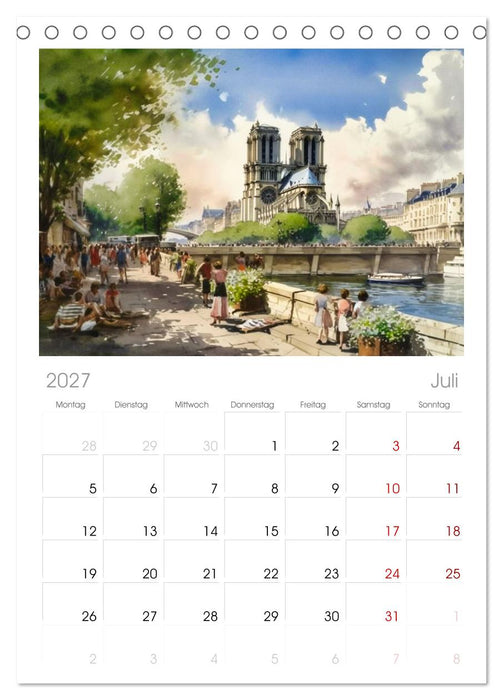 Romantisches Paris (CALVENDO Tischplaner A5H 2027)