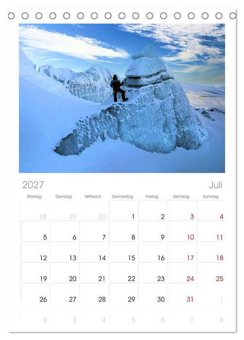 Extremsport Eisklettern (CALVENDO Tischplaner A5H 2027)