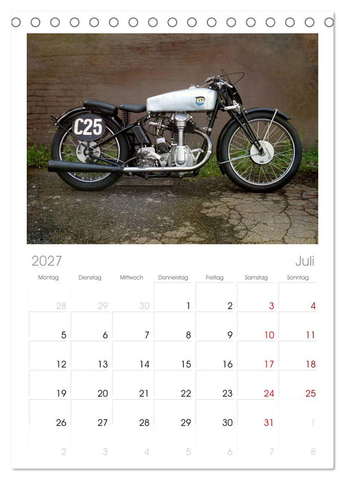 Motorrad Oldtimer (CALVENDO Tischplaner A5H 2027)