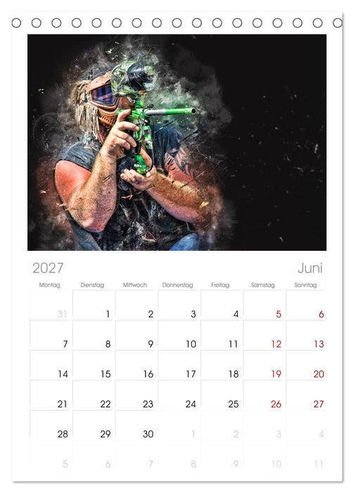 Paintball - extrem cool (CALVENDO Tischplaner A5H 2027)