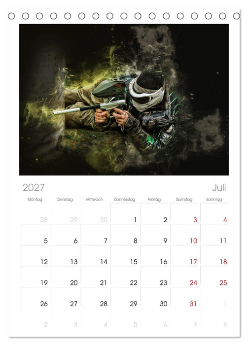 Paintball - extrem cool (CALVENDO Tischplaner A5H 2027)