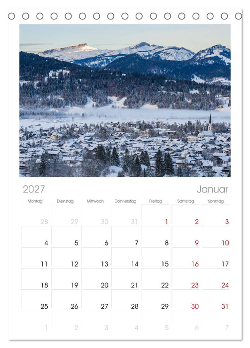Rund um Oberstdorf (CALVENDO Tischplaner A5H 2027)