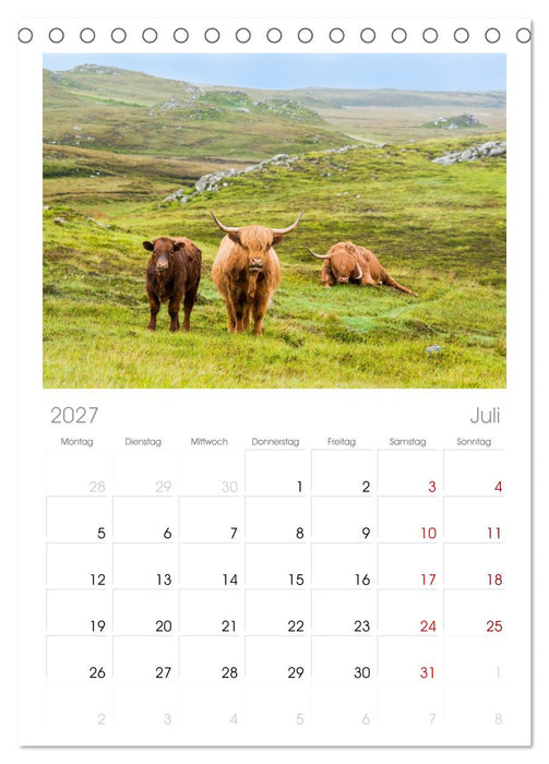 Quer durch Schottland (CALVENDO Tischplaner A5H 2027)