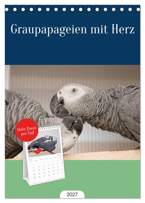 Graupapageien mit Herz (CALVENDO Tischplaner A5H 2027)
