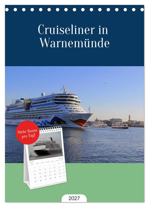 Cruiseliner in Warnemünde (CALVENDO Tischplaner A5H 2027)