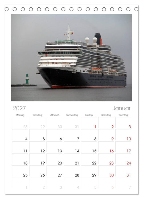 Cruiseliner in Warnemünde (CALVENDO Tischplaner A5H 2027)