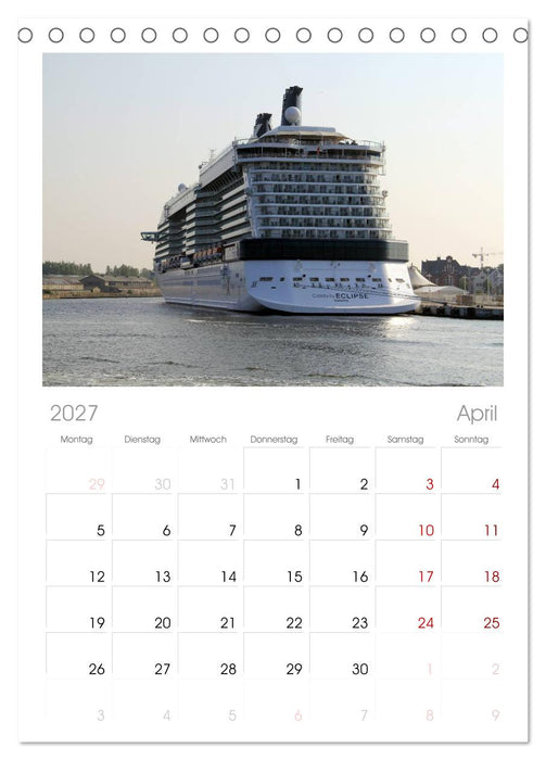 Cruiseliner in Warnemünde (CALVENDO Tischplaner A5H 2027)