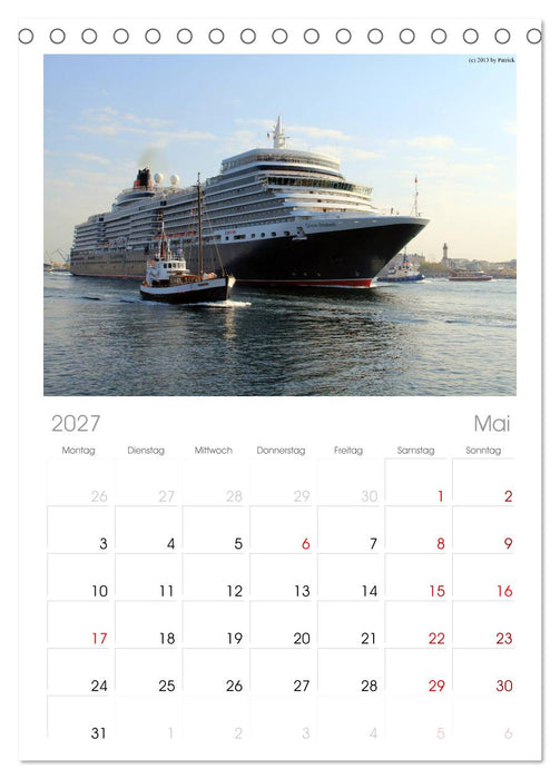 Cruiseliner in Warnemünde (CALVENDO Tischplaner A5H 2027)