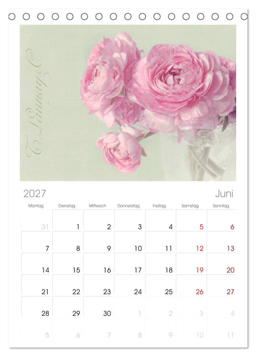 Vintage Flowers (CALVENDO Tischplaner A5H 2027)