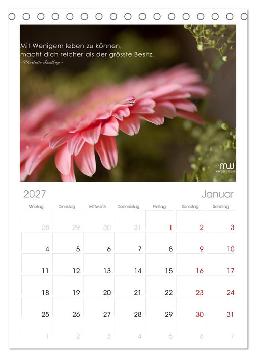 Gedanken... Bildkalender mit Sprüchen (CALVENDO Tischplaner A5H 2027)