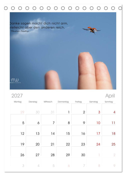 Gedanken... Bildkalender mit Sprüchen (CALVENDO Tischplaner A5H 2027)