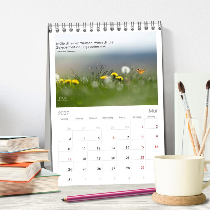 Gedanken... Bildkalender mit Sprüchen (CALVENDO Tischplaner A5H 2027)