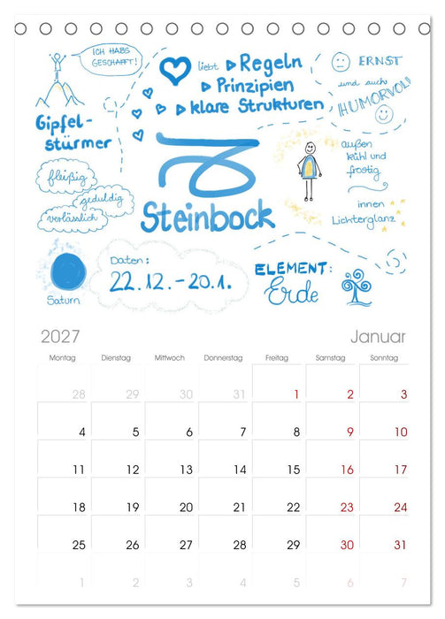 Sternzeichen-Kalender (CALVENDO Tischplaner A5H 2027)