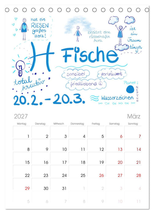Sternzeichen-Kalender (CALVENDO Tischplaner A5H 2027)