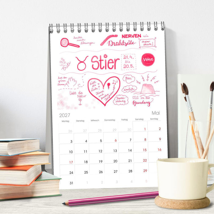 Sternzeichen-Kalender (CALVENDO Tischplaner A5H 2027)