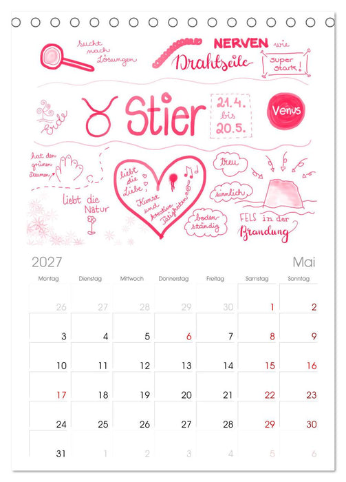 Sternzeichen-Kalender (CALVENDO Tischplaner A5H 2027)