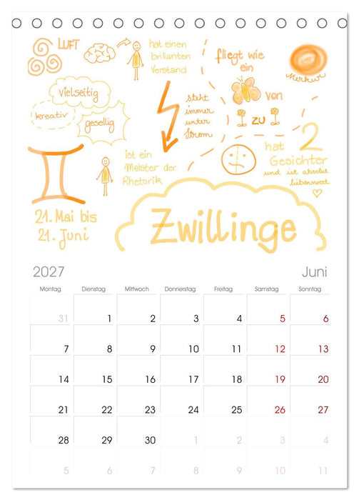Sternzeichen-Kalender (CALVENDO Tischplaner A5H 2027)