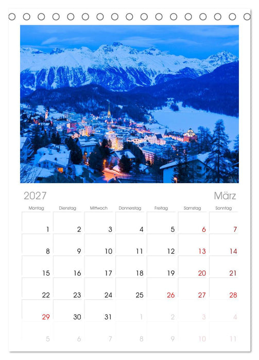 Graubünden Engadin (CALVENDO Tischplaner A5H 2027)