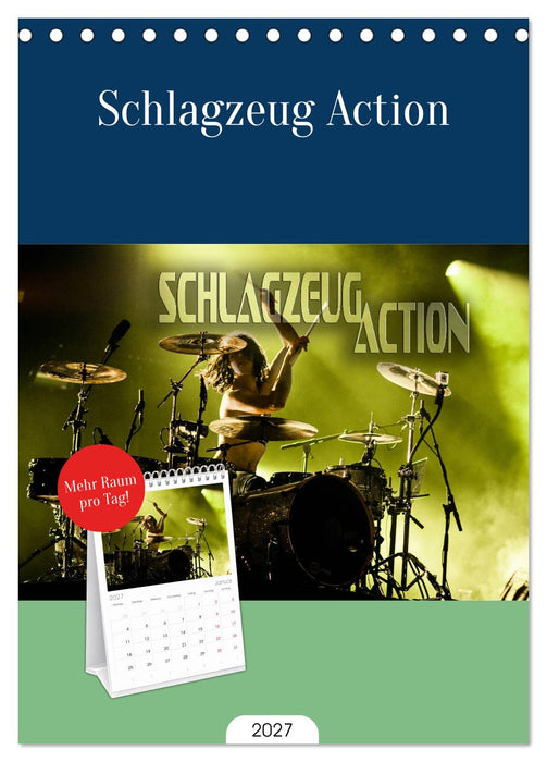 Schlagzeug Action (CALVENDO Tischplaner A5H 2027)