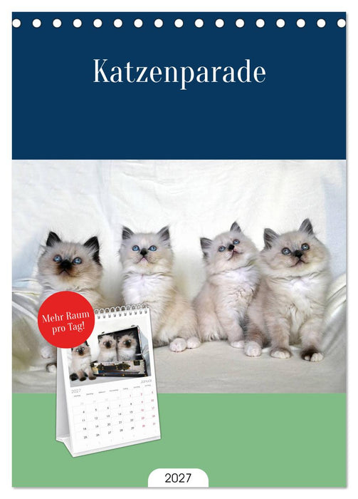 Katzenparade (CALVENDO Tischplaner A5H 2027)
