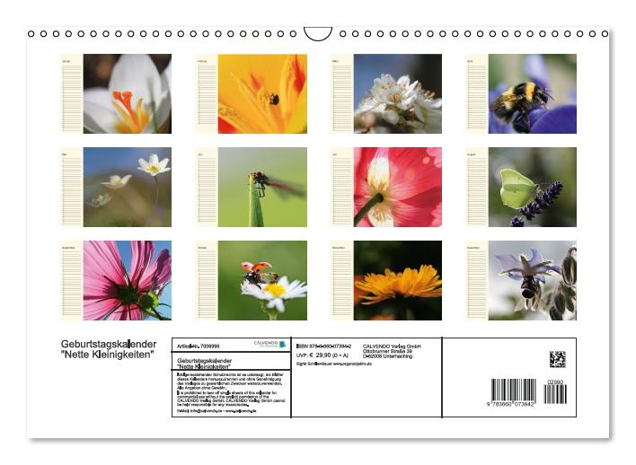 Geburtstagskalender "Nette Kleinigkeiten" (Wandkalender immerwährend DIN A3 quer) (CALVENDO Wandkalender 0)