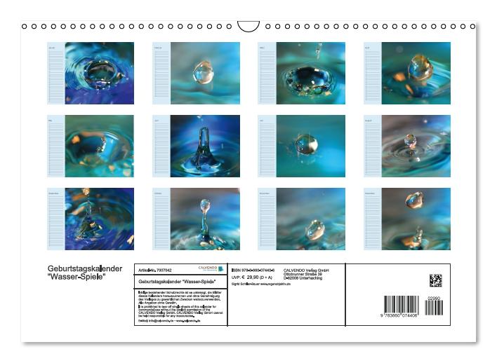 Geburtstagskalender "Wasser-Spiele" (Wandkalender immerwährend DIN A3 quer) (CALVENDO Wandkalender 0)