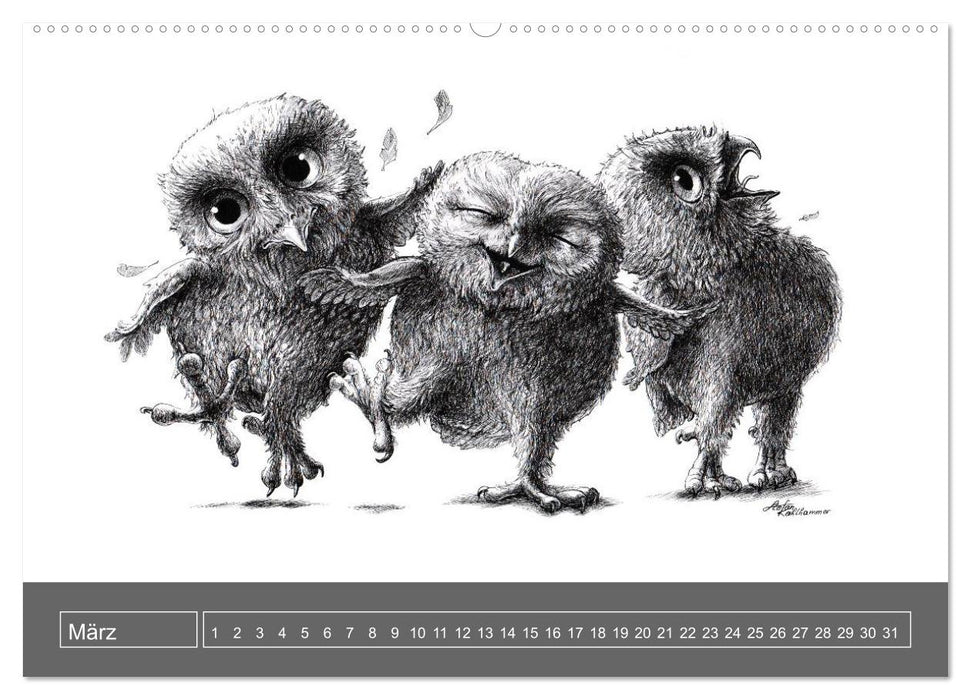 owls & friends Immerwährender Kalender (Wandkalender immerwährend DIN A2 quer) (CALVENDO Wandkalender 2014)