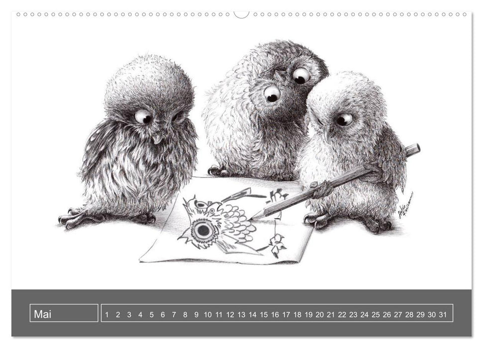 owls & friends Immerwährender Kalender (Wandkalender immerwährend DIN A2 quer) (CALVENDO Wandkalender 2014)